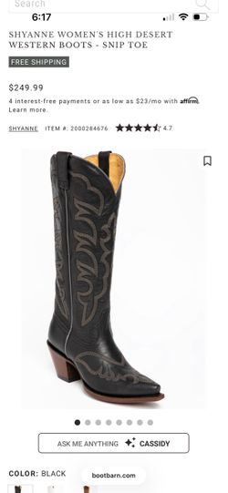 Shyanne Womens Snip Toe boots (Black)