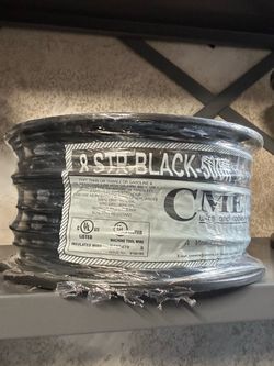 8 Black Stranded CU THHN Wire 500 Roll