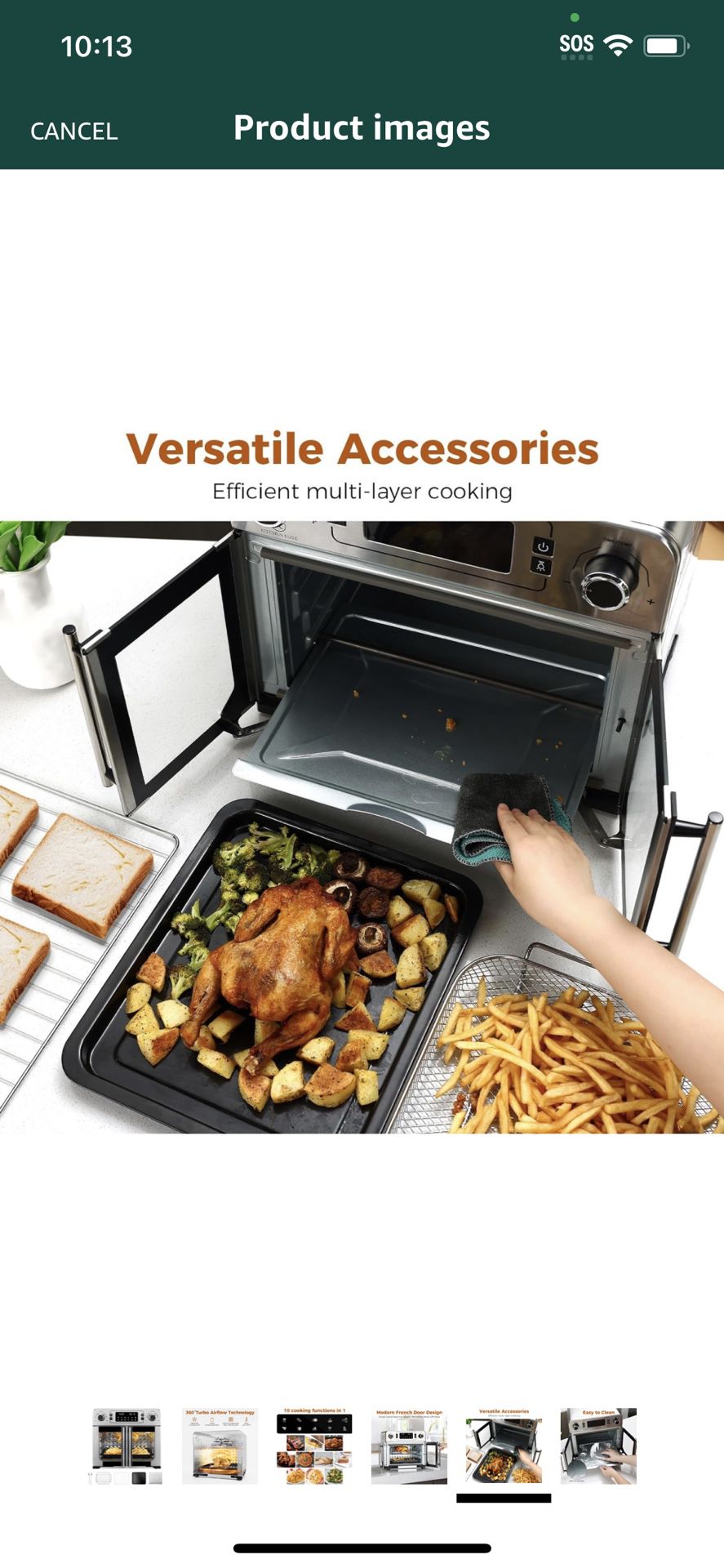 Kitchen Elite Toaster Oven Air Fryer Combo,10-in-1,10 Touch Screen  Presets,25QT Large Countertop Oven,Stainless Steel French Door,5  Accessories