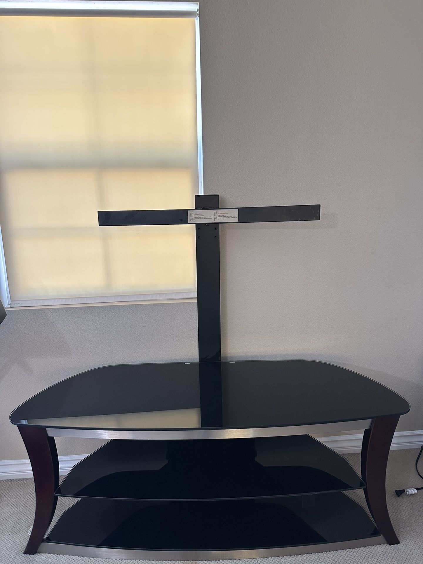 Modern Black Tempered Glass TV Stand with Mount – 3 Tier Media Center
