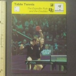 1979 Sportscaster The Expedite Rule And The Doubles Table Tennis Sports Photo Large Over-sized Card HTF Collectible Vintage Italy