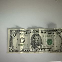 Old School Collectors $5 Dollar Bill 
