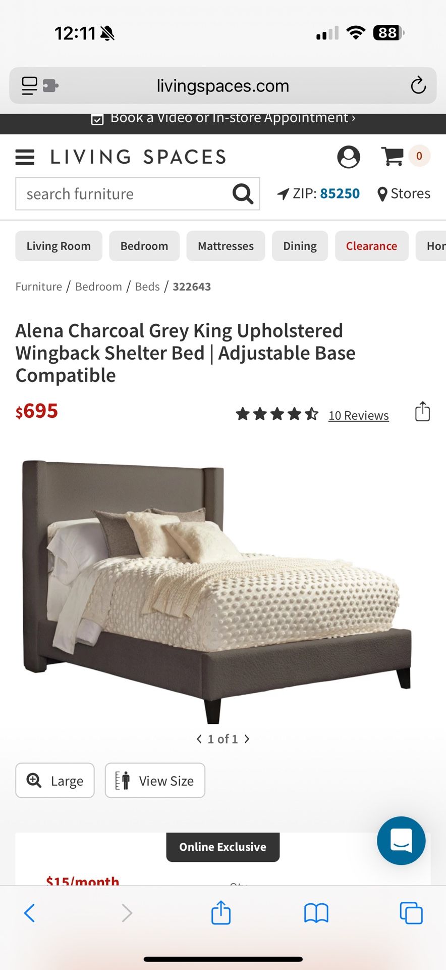 Living Spaces King Alena Upholstered Bed