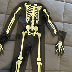 Skeleton Outfit With Gloves 3-4T
