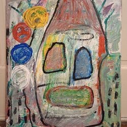 Pogo the Clown Original Painting Acrylic on Canvas Frame 20" x 16" *40.00* Home Decor Artwork