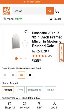 Brand New Kohler Essential Arched Mirror 