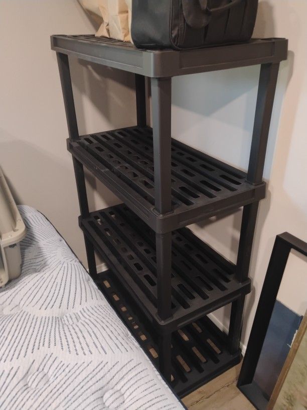 Sturdy Black Plastic Shelving Unit