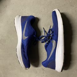Blue Nike running shoes 
