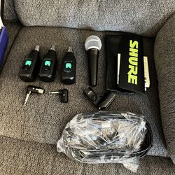 Shure Microphone + a Wireless XLR Dual Microphone Transmitter & Receiver System