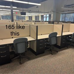 CUBICLE DESK AND CHAIRS