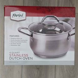 Parini 4 Quart Stainless Dutch Ovens — Still In Box — (1 available)