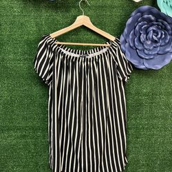 French Connection Black And White Striped Dress Size Small 