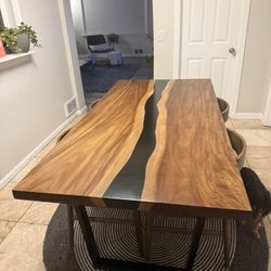 Live Edge Wood & Resin Dining Table