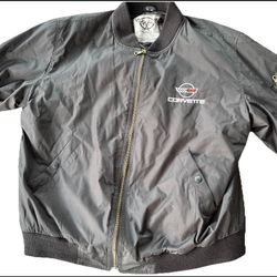 Corvette GM Aviator Black Bomber Full Zip Emblem Back Jacket Men's XL vintage C4