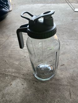Large Glass Water Jug with Lid and Handle