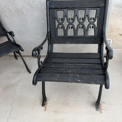 Wood Metal Bench Chair 