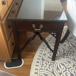 Ethan Allen end tables with glass top