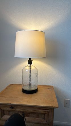 Glass Bottle Table Lamp with White Shade