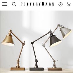 Pair Of Pottery Barn Architects Adjustable Desk Lamp 26”