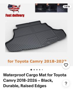 NEW/UNUSED - Waterproof Cargo Mat for Toyota Camry 2018-2026 - Black, Durable, Raised Edges