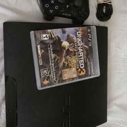 Playstation 3 Slim (PS3) console with game + controller
