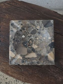 Small square stone ashtray Grey gray black