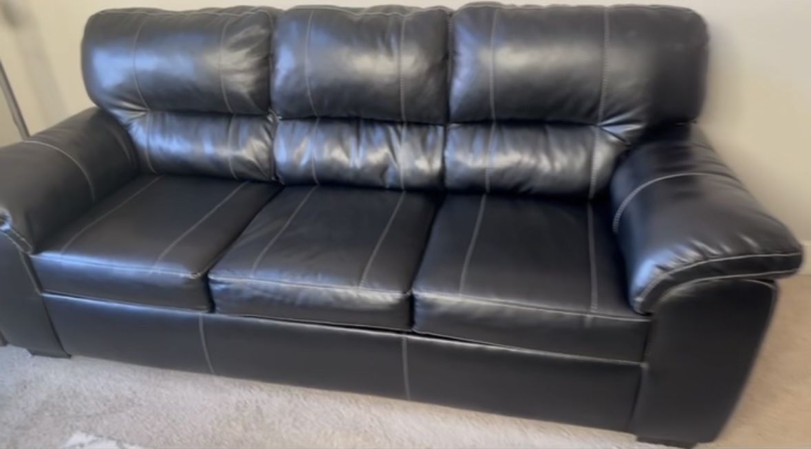 Black Faux Leather Couch With Pullout Bed