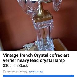 Vintage French Crystal Cofrac Art Verrier Heavy Crystal Lamp