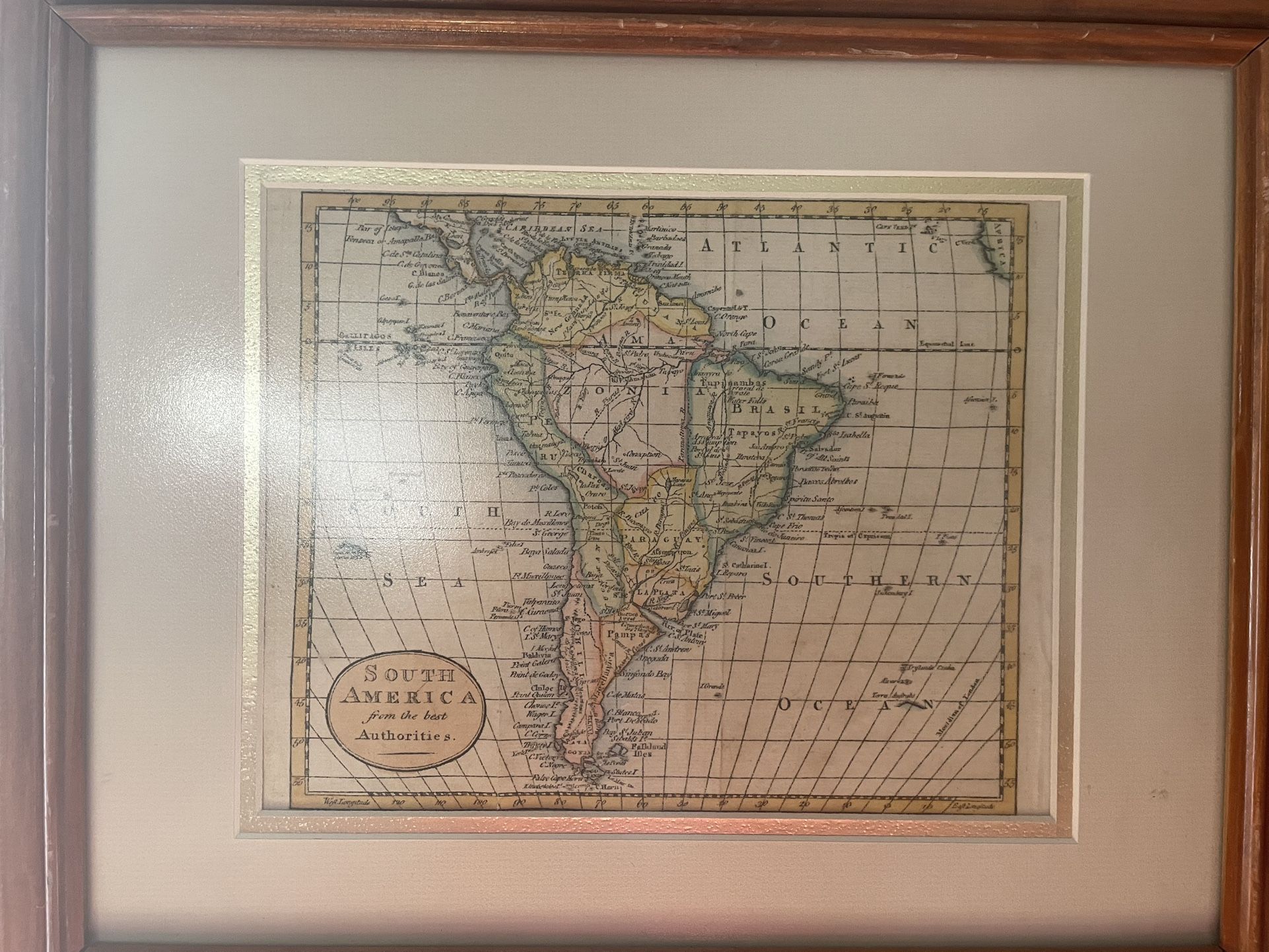 Antique Map Of South America