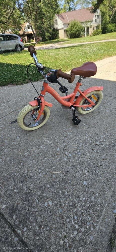 Stoy kids Bike
12 X 2 .125 
A kickstand, hand brake and a bell is included and in pretty much Brand new condition.