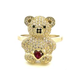 Woman’s Ladies 10k Yellow Gold CZ Cubic Zirconia Teddy Bear Ring Size 7 GP3109628