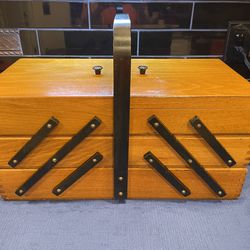 Vintage Wooden Accordion Expanding Sewing/crafting Cabinet