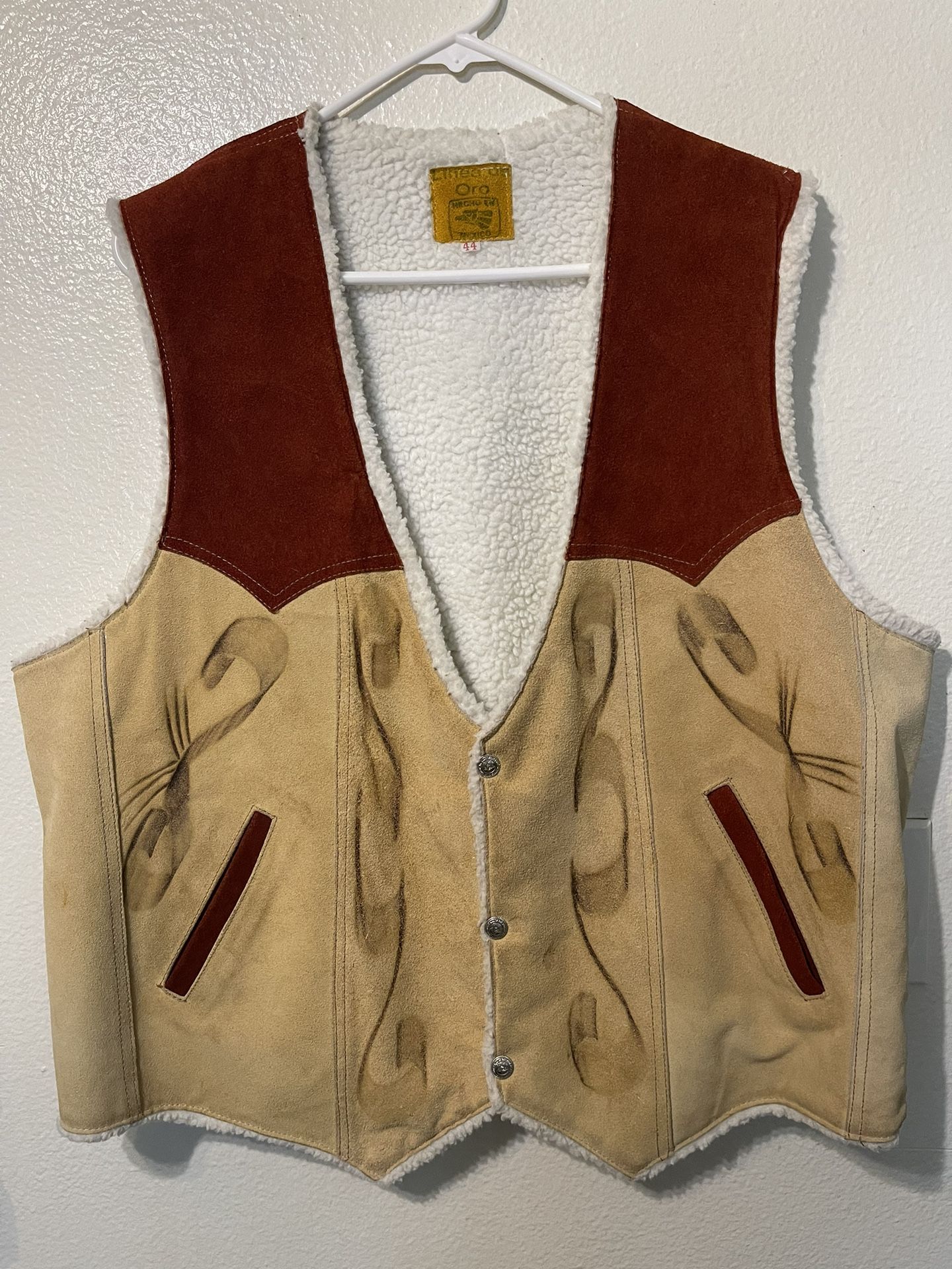 Leather Vest with Fur Inside Size XL