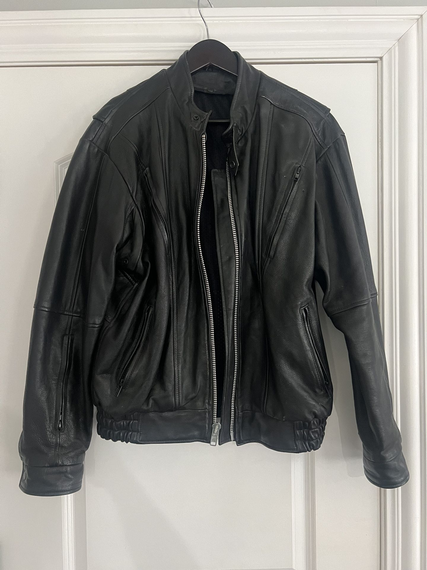 Leather Motorcycle Riding Jacket Size 44 Fits Large