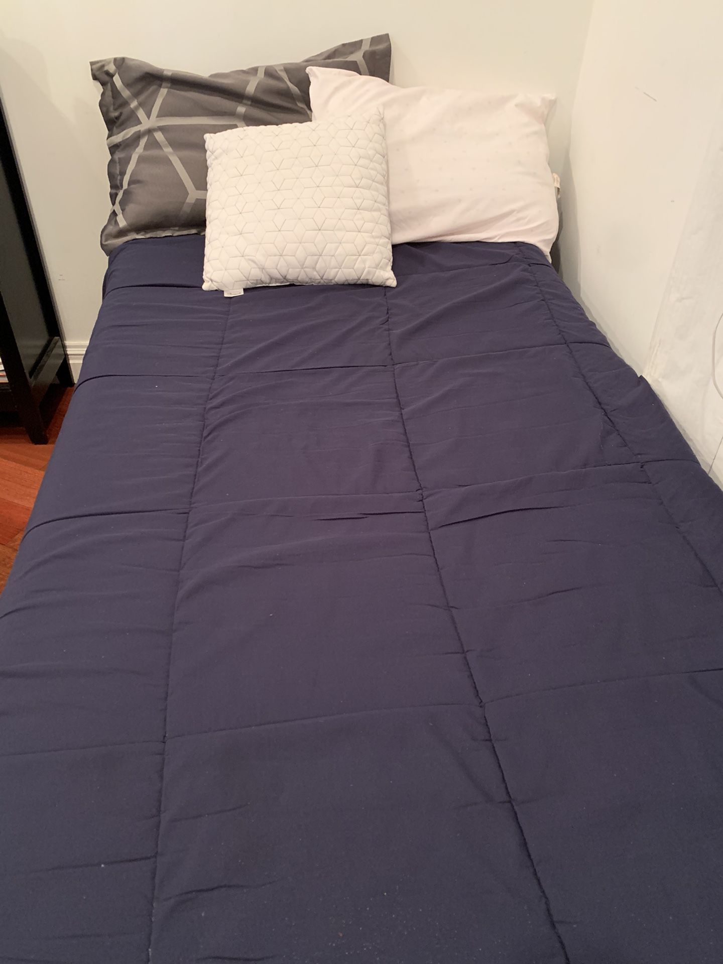 Selling Twin Size bed with box spring, bed frame and mattress
