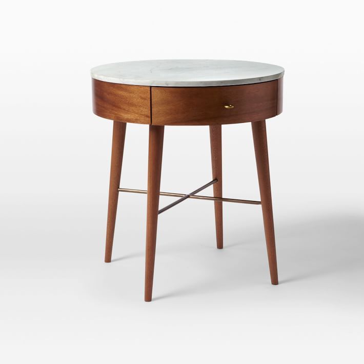 West elm 24 Inch Acorn Penelope Round Marble Nightstand