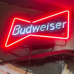 Neon Budweiser Bar Light And Tim Angels Sign