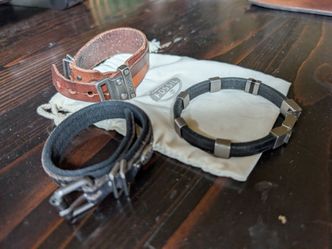 Fossil- Men's casual Genuine Leather with stainless steel, 3 braclets
