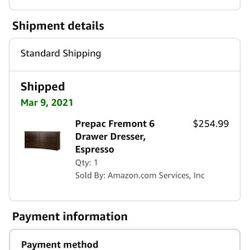 Prepack Fremont Six Drawer Dresser Expresso