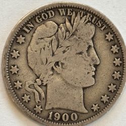 1900 Barber Half Dollar – 90% Silver – Classic U.S. Coin
