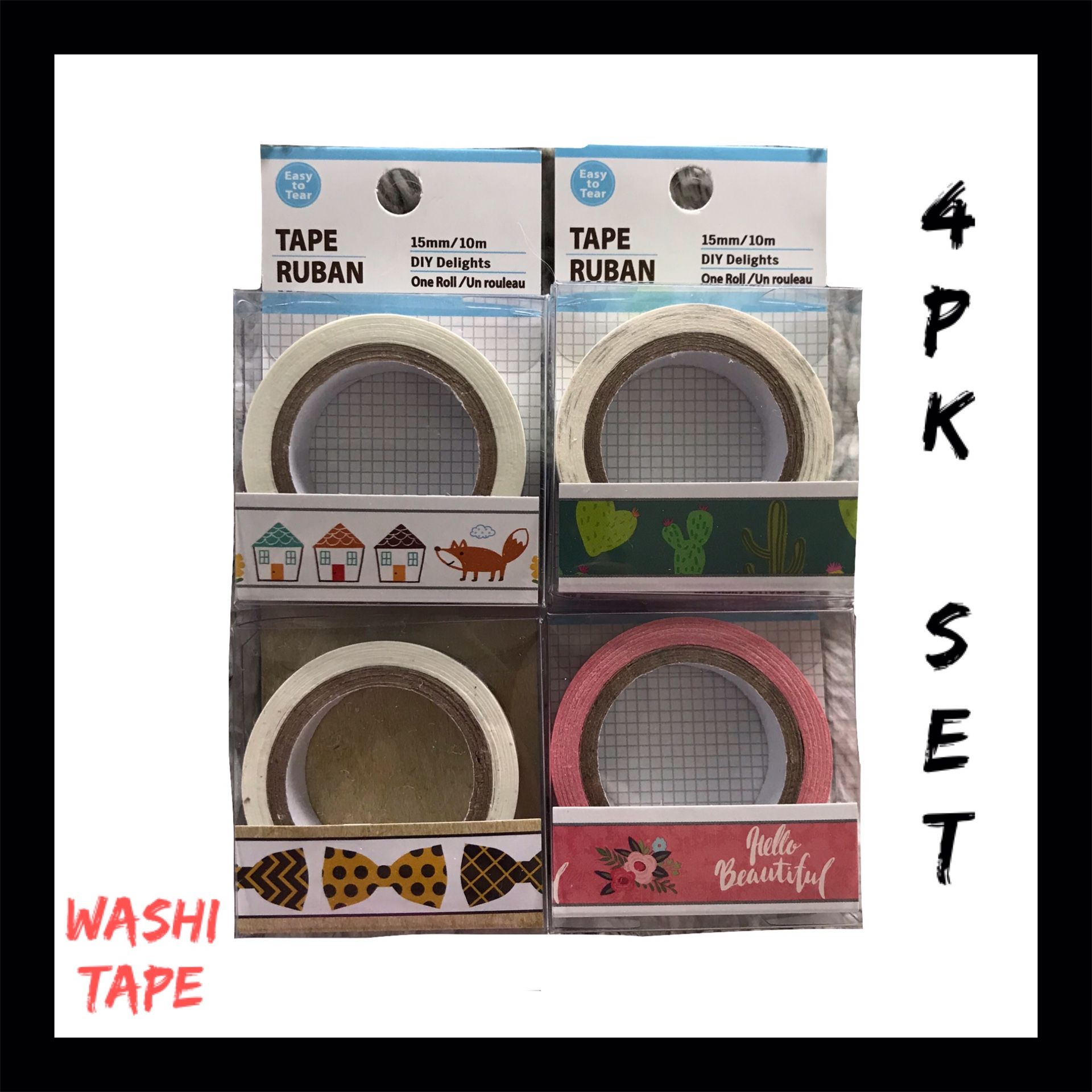 NIB 4Pk Washi Tape Set