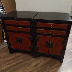2 Chinese Cabinets Antiques 