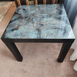 Unique Custom Epoxied End Table / Nightstand / Patio Table