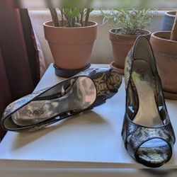 Women's Snake Skin Peep Toe Heels 8