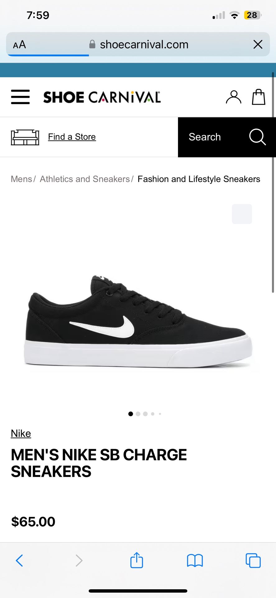 Nike SB Charge Men’s Shoe Sneaker Size 8