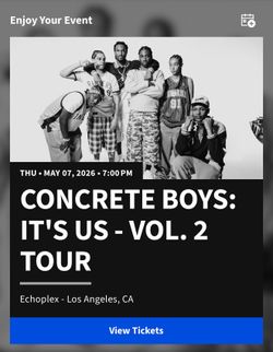 2 GA CONCRETE BOYS ITS US TOUR TICKETS