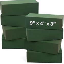 Noe & Malu 8 Pcs Floral Foam Blocks (Larger Size 9" X 4" X 3" Each) Florist Flower Foam Green Bricks Applied Dry or Wet Flower Foam Bricks Arrangement