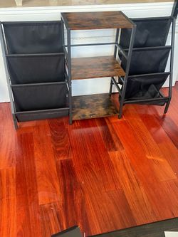 Rustic Industrial 3-Tier Shelf with Record Organizers