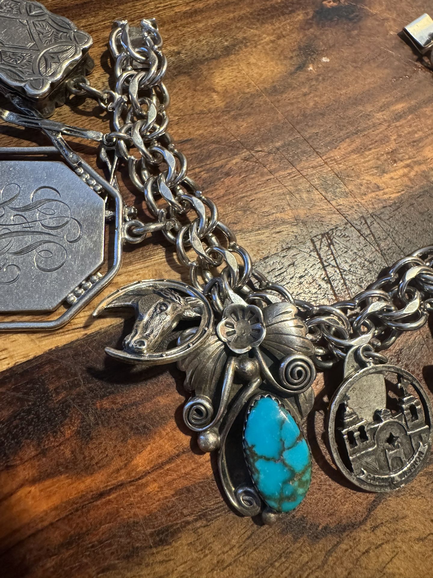 Large Western 925 Charm Bracelet