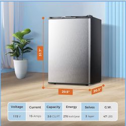 Kismile 3.0 Cu.ft. Compact Upright Freezer - Stainless Steel - Excellent Condition